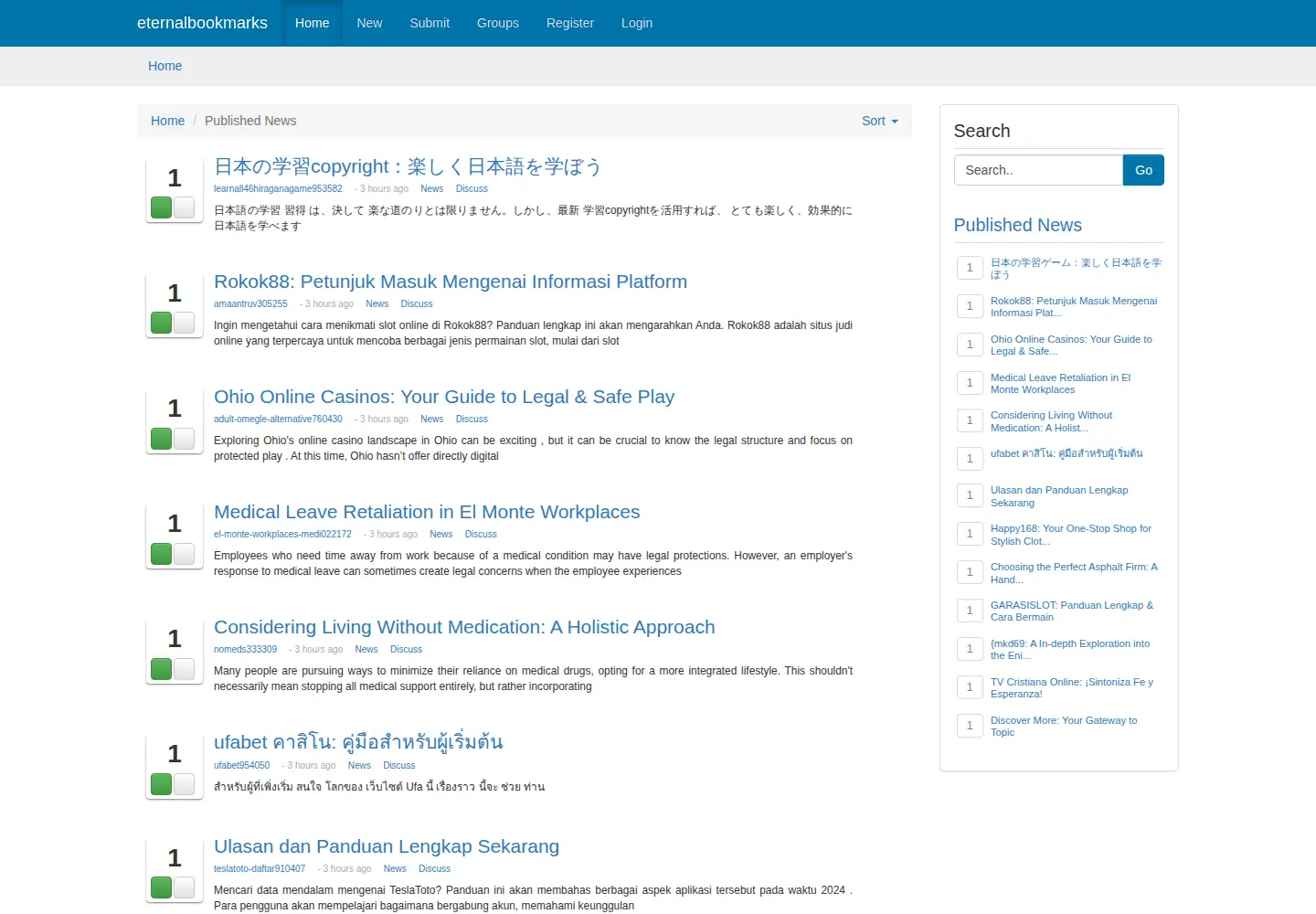Screenshot of eternalbookmarks.com