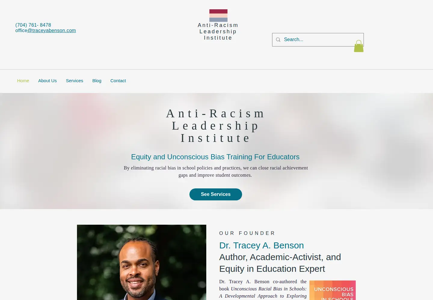 Captured homepage of antiracisminstitute.com in the current scan