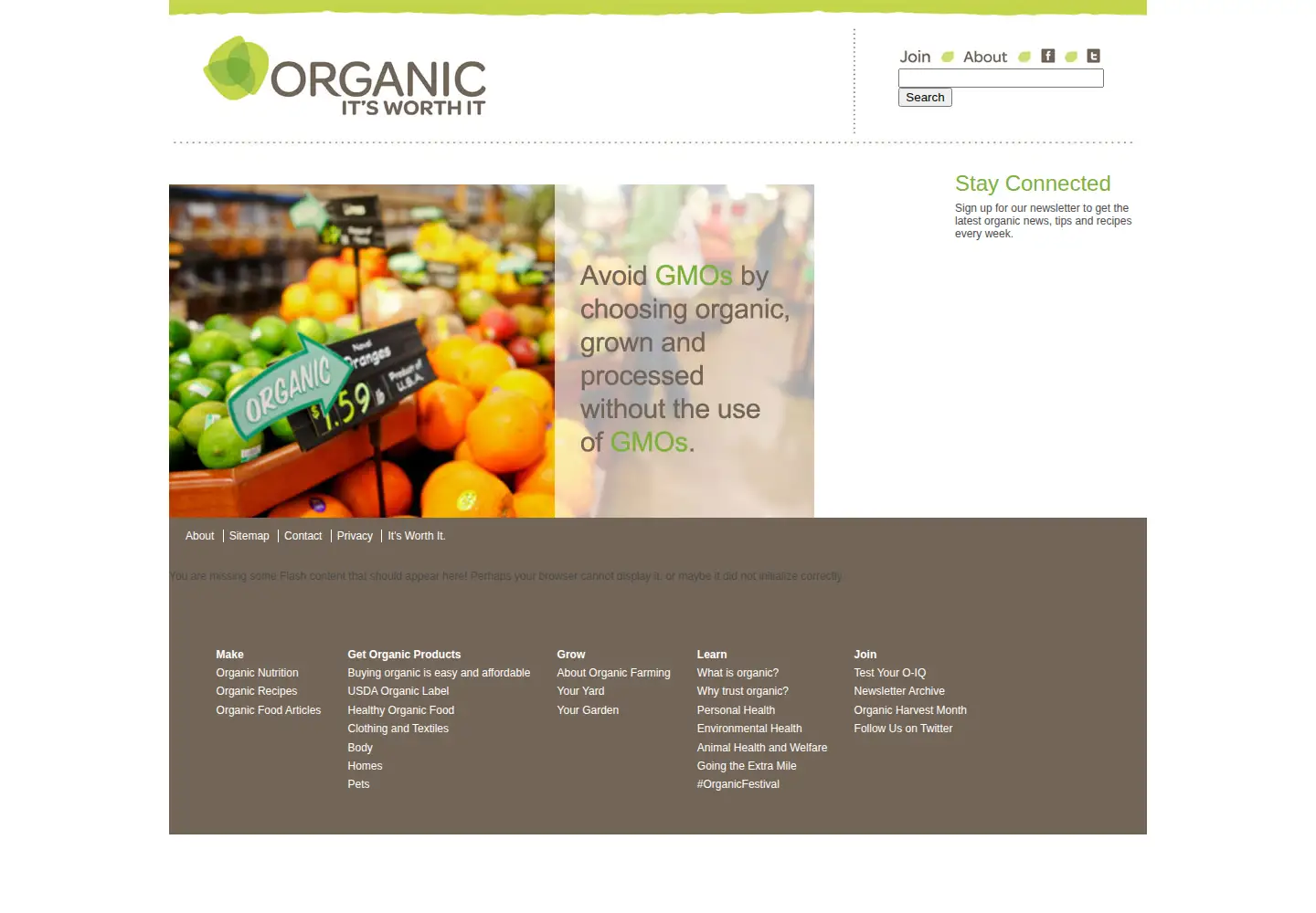 Captured homepage of organicitsworthit.org in the current scan