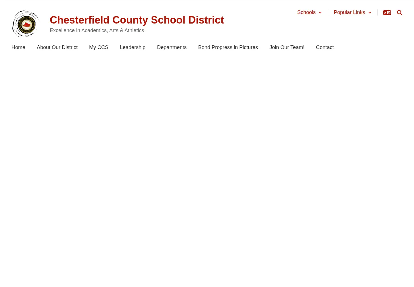 Screenshot of chesterfieldschools.org