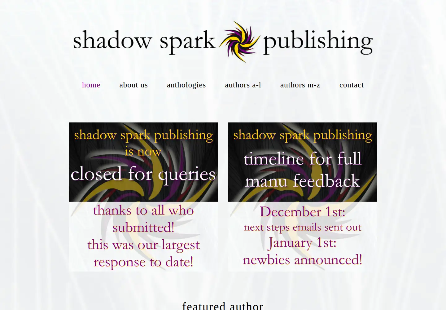 Captured homepage of shadowsparkpub.com in the current scan