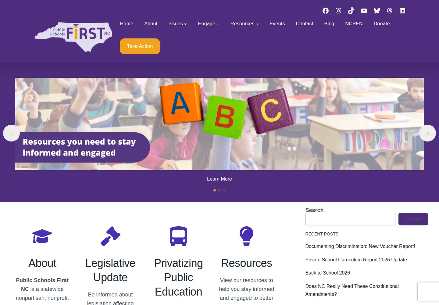 Screenshot of publicschoolsfirstnc.org