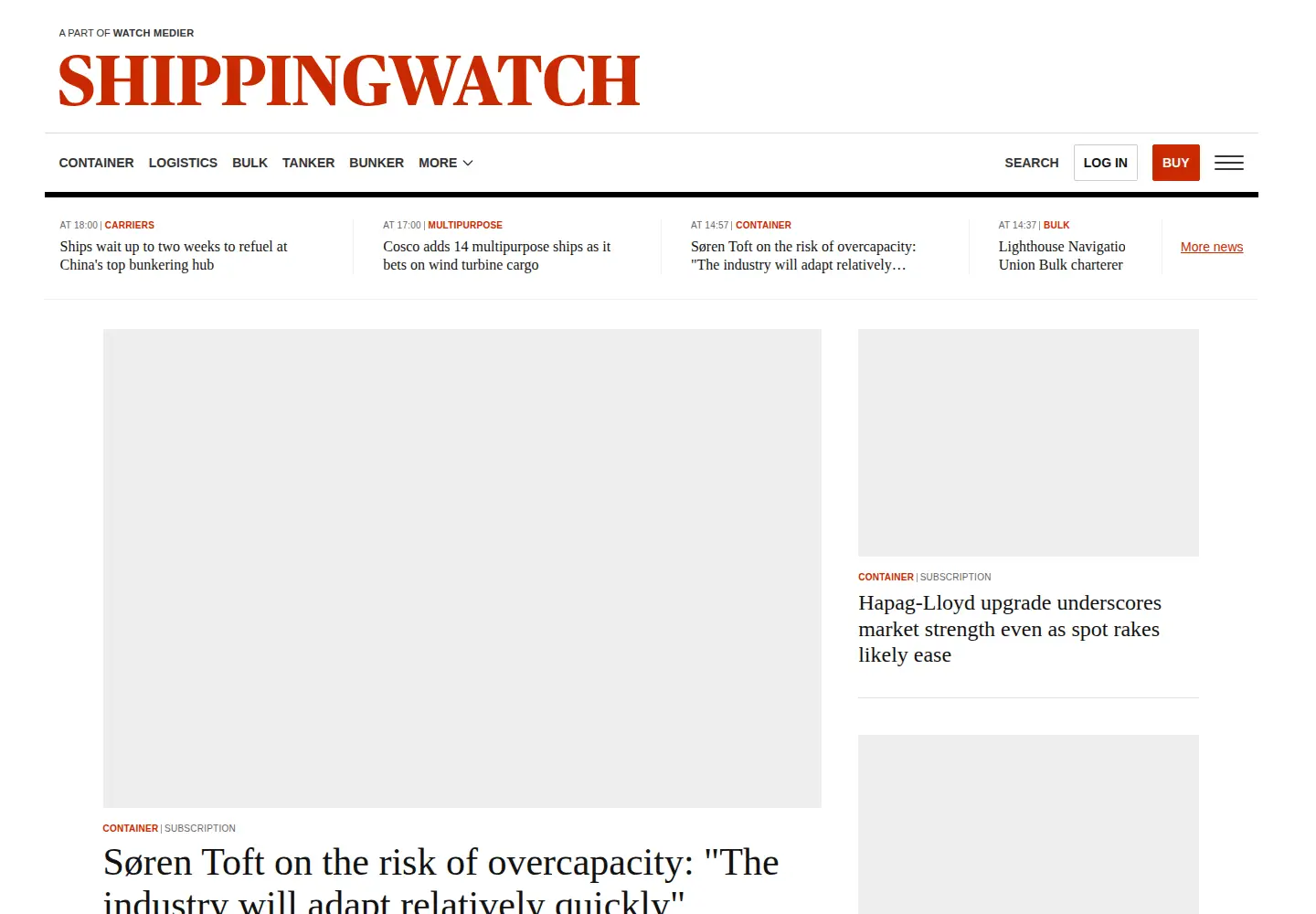Screenshot of shippingwatch.com