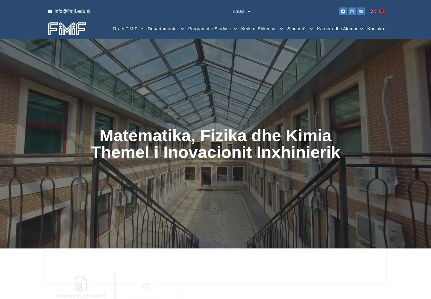Captured homepage of fimif.edu.al in the current scan