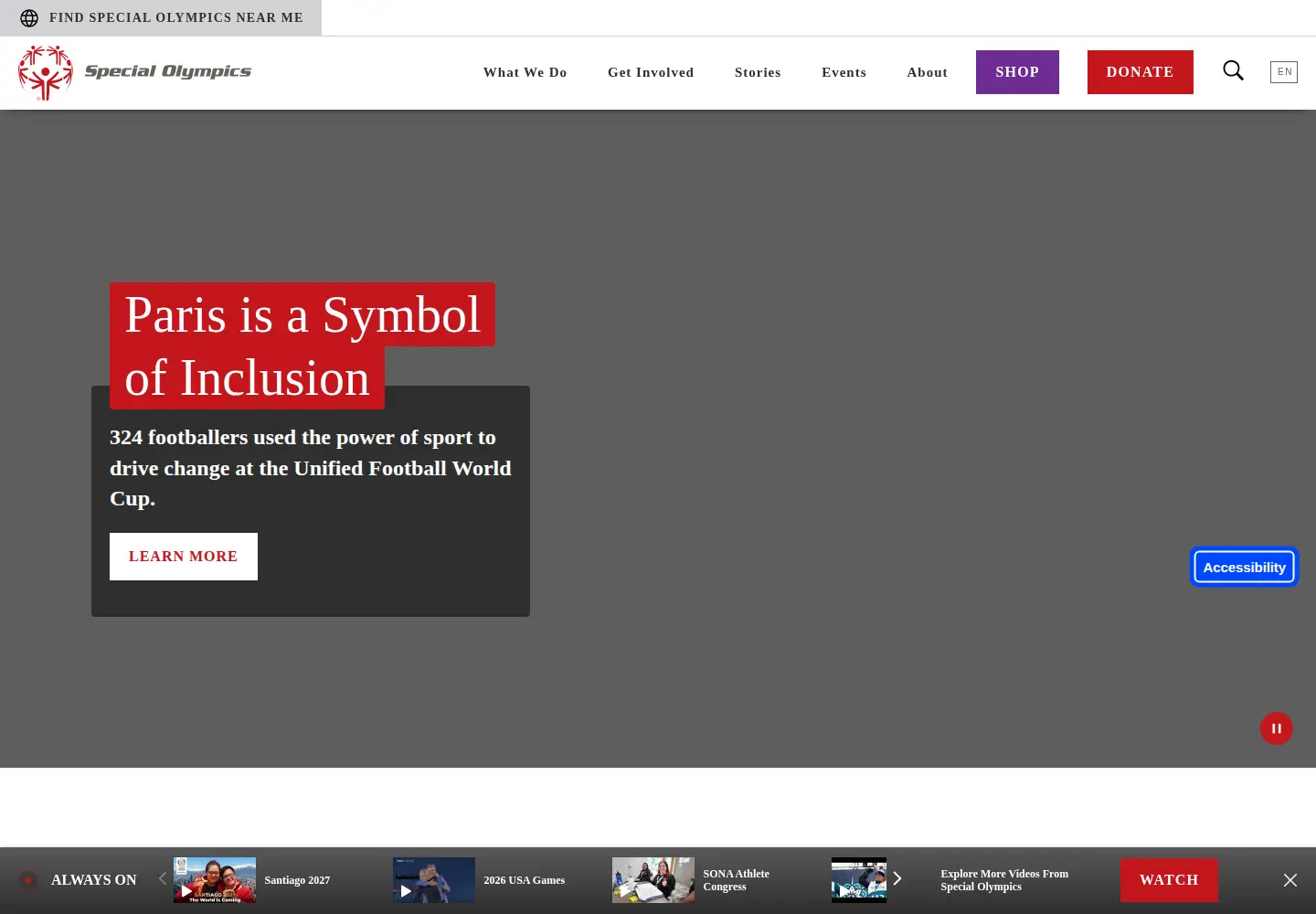 Screenshot of specialolympics.org