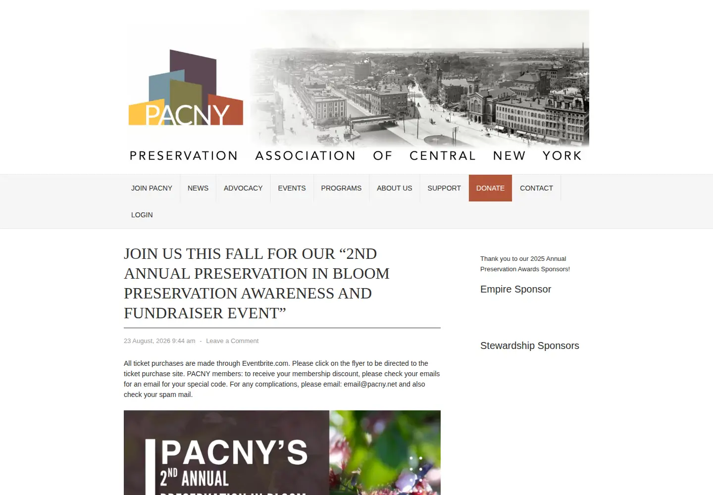 Captured homepage of pacny.net in the current scan