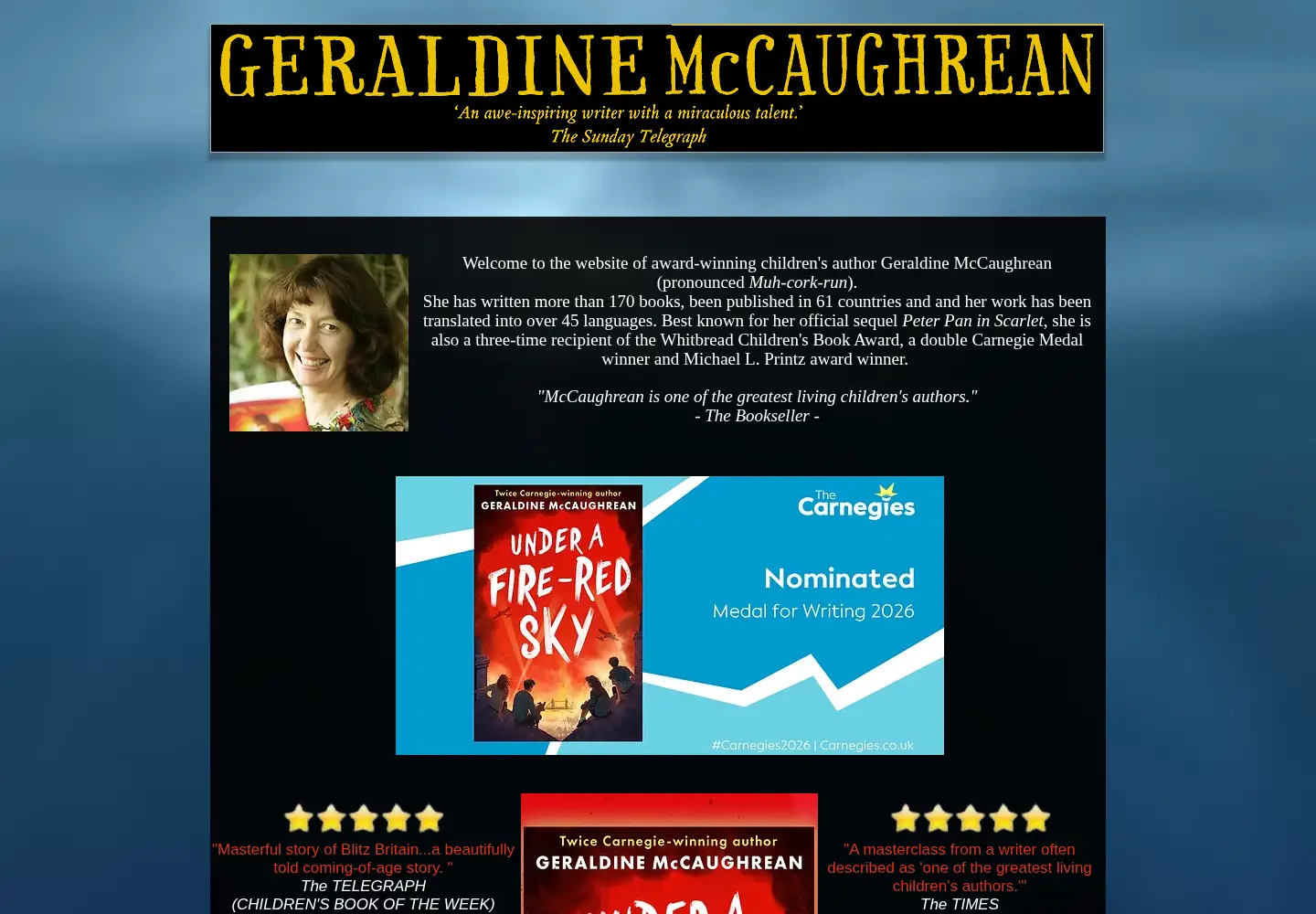 Screenshot of geraldinemccaughrean.co.uk