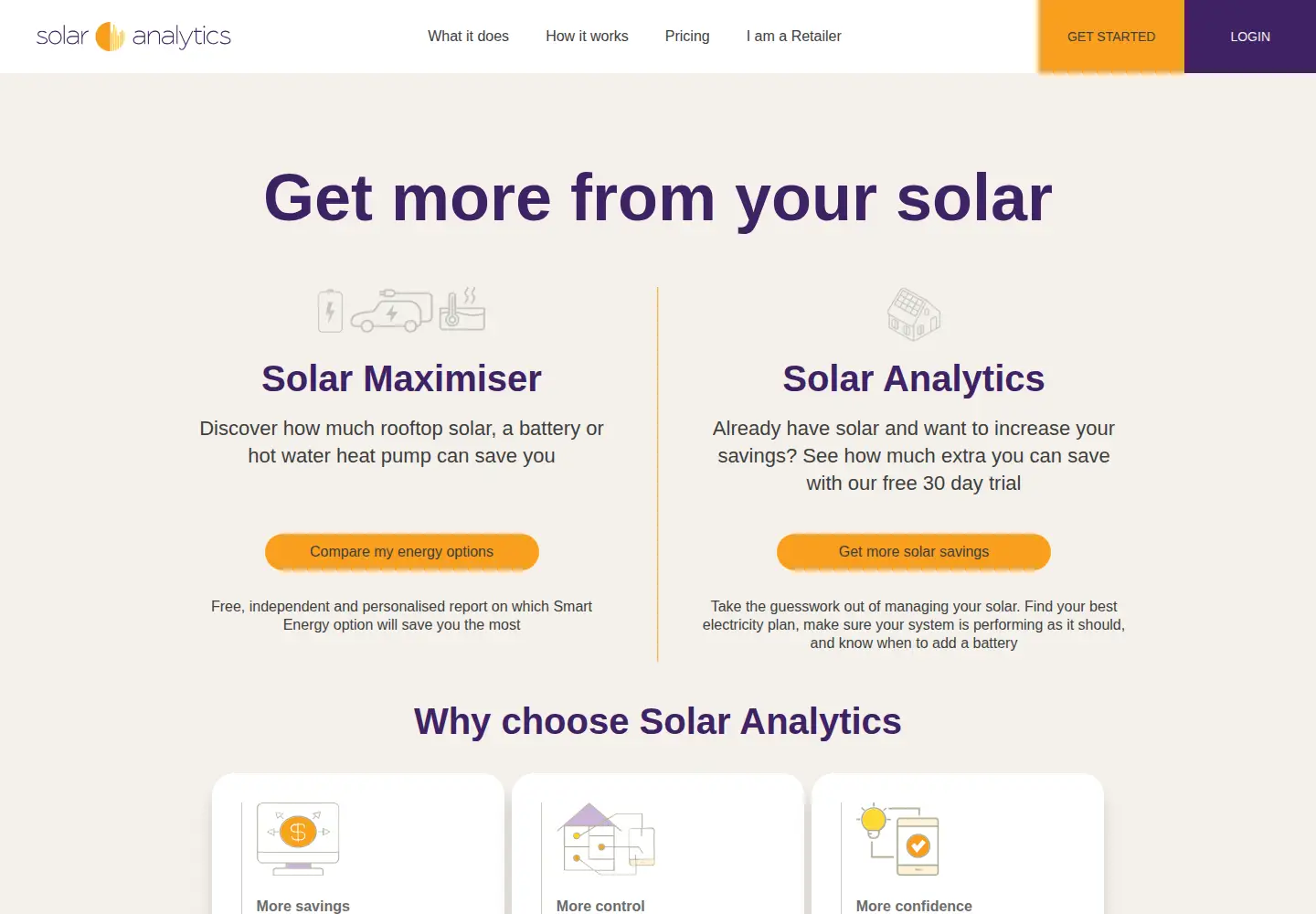 Screenshot of solaranalytics.com.au