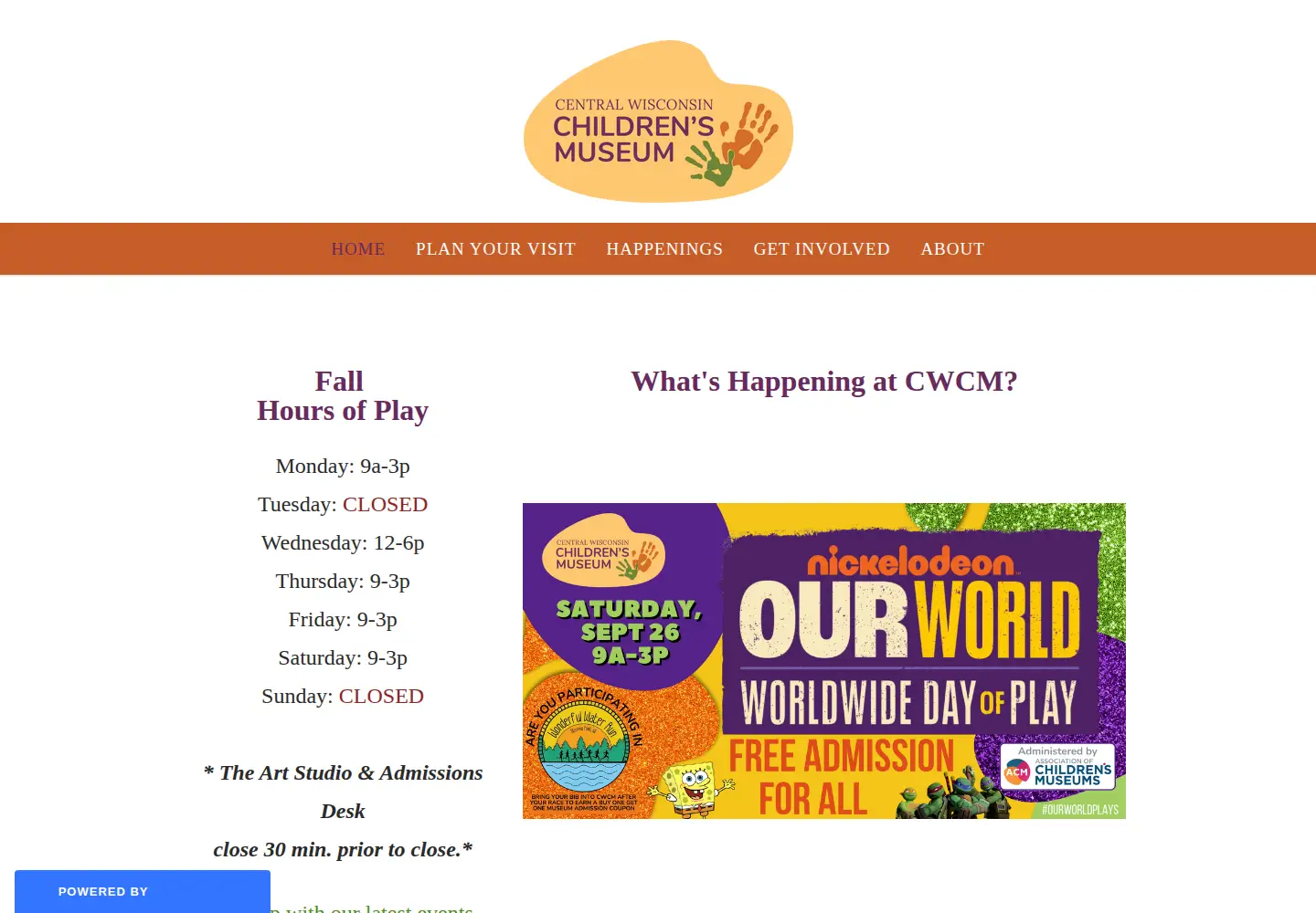 Screenshot of cwchildrensmuseum.org