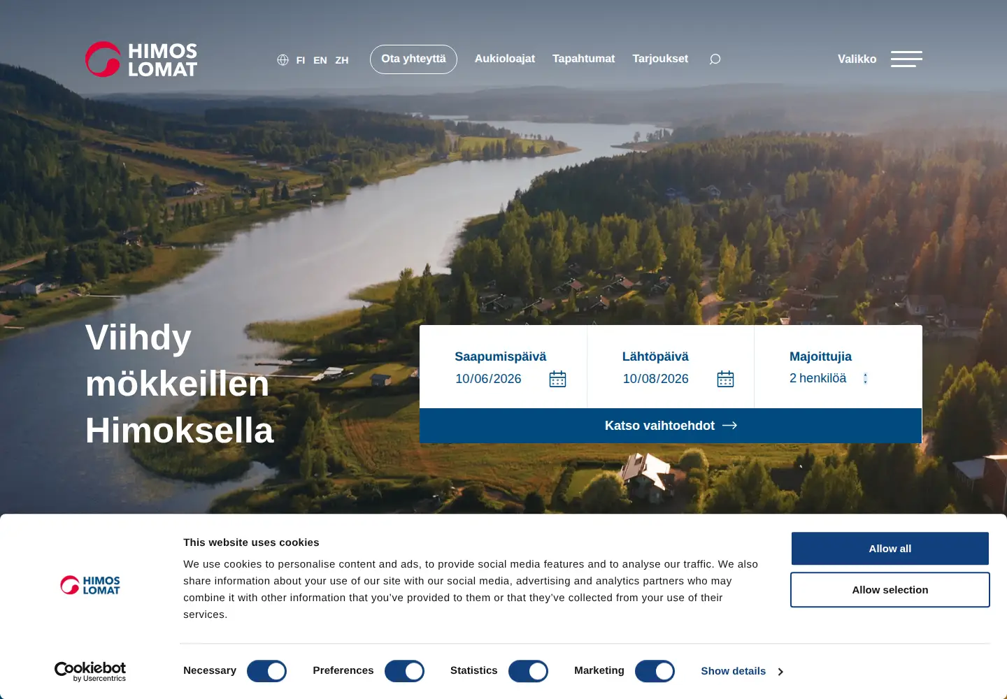 Captured homepage of himoslomat.fi in the current scan