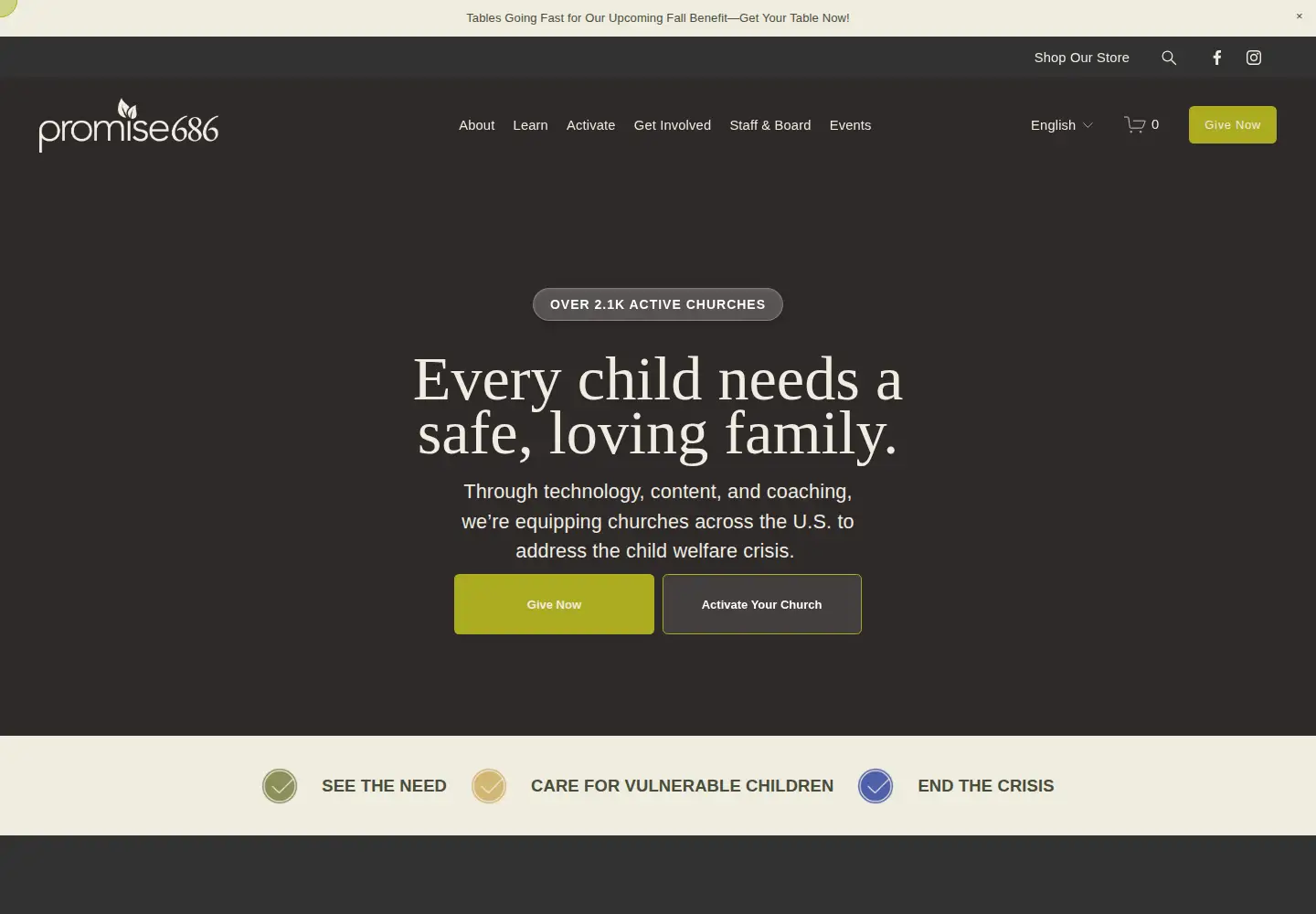 Captured homepage of promise686.org in the current scan