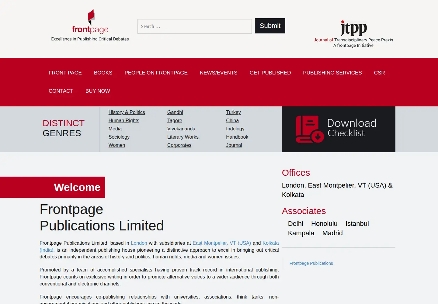 Screenshot of frontpagepublications.com