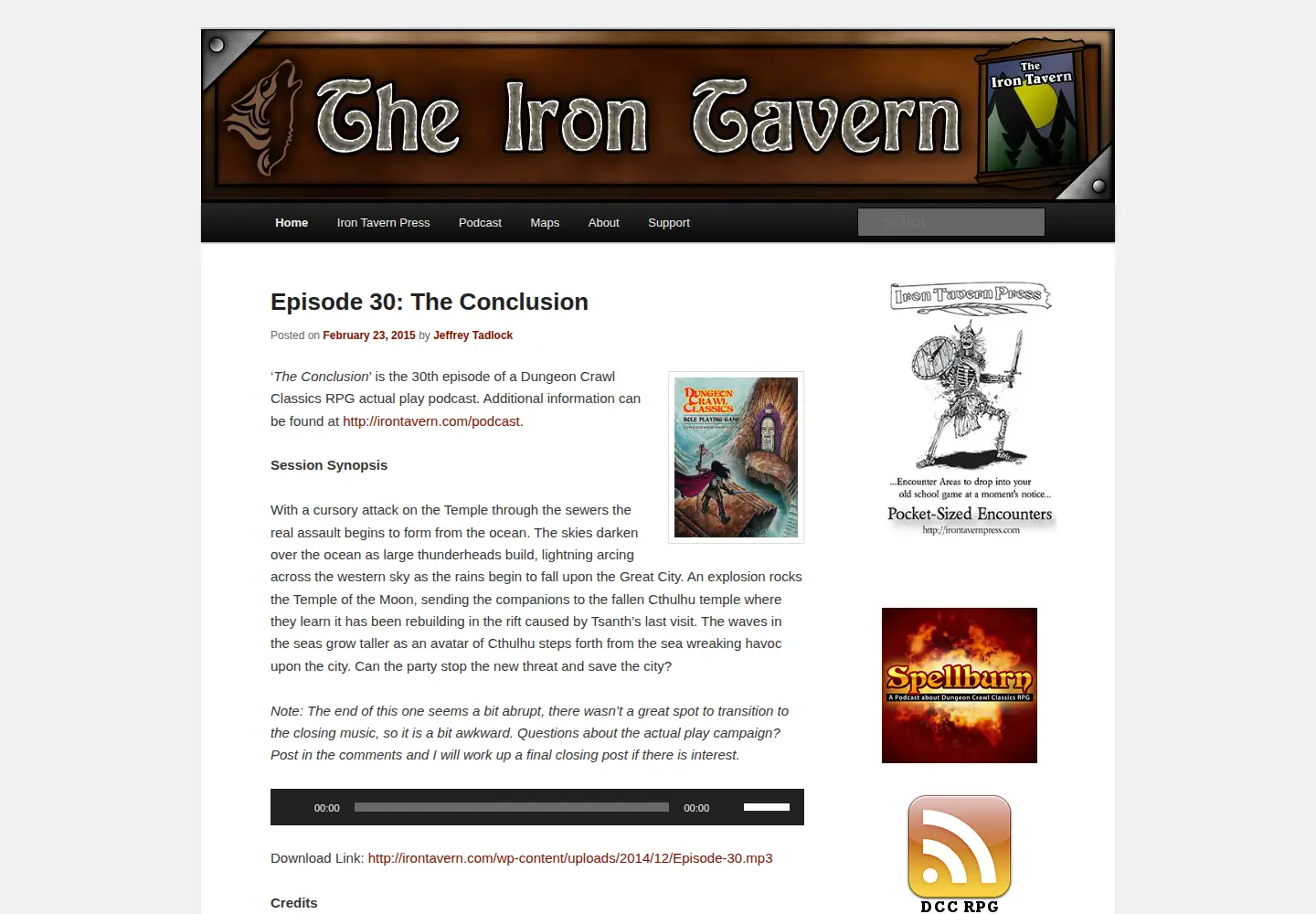 Captured homepage of irontavern.com in the current scan