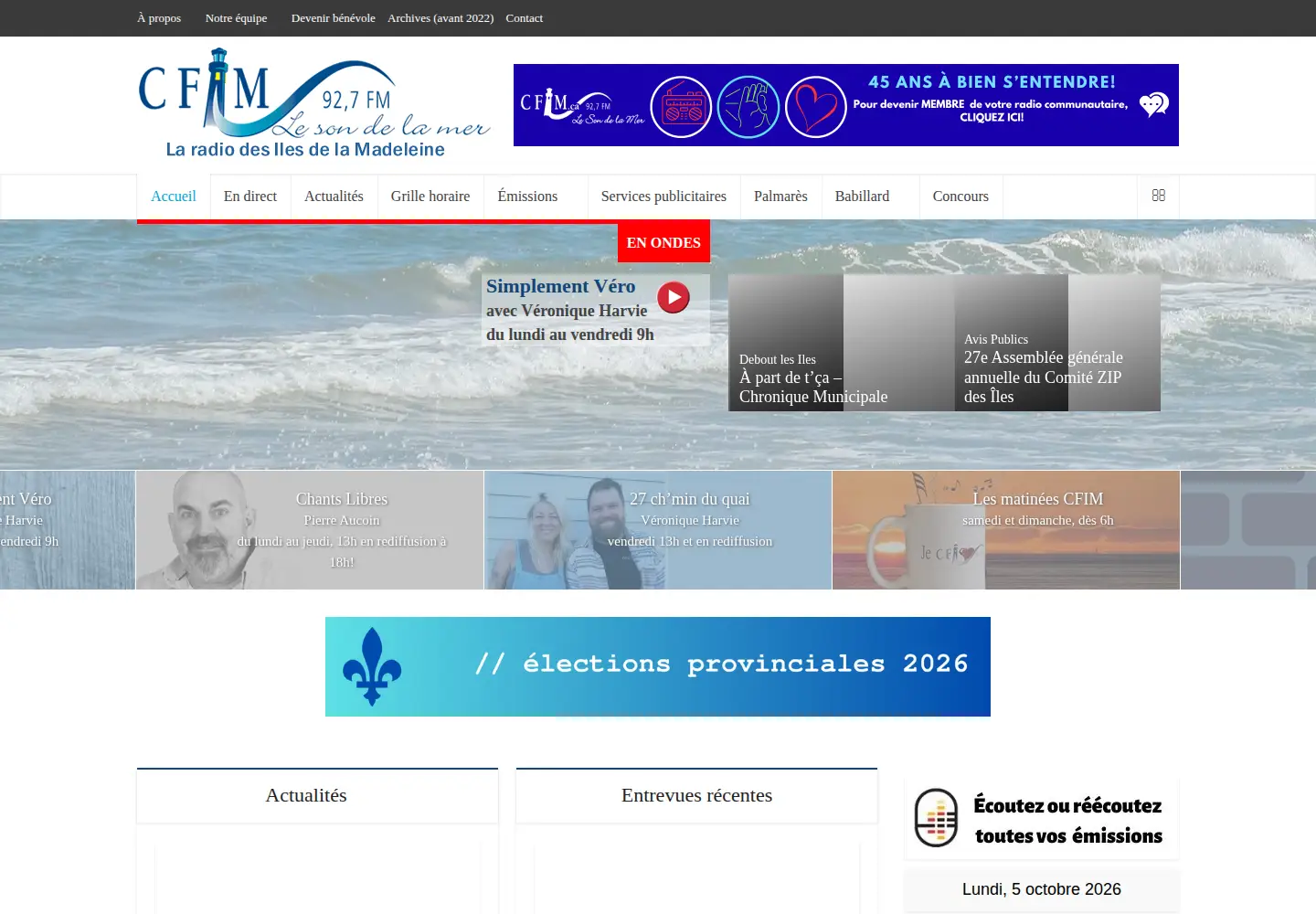 Captured homepage of cfim.ca in the current scan