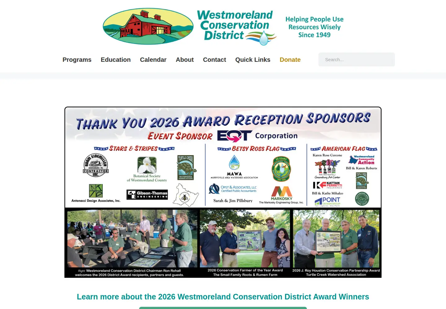 Captured homepage of westmorelandconservation.org in the current scan
