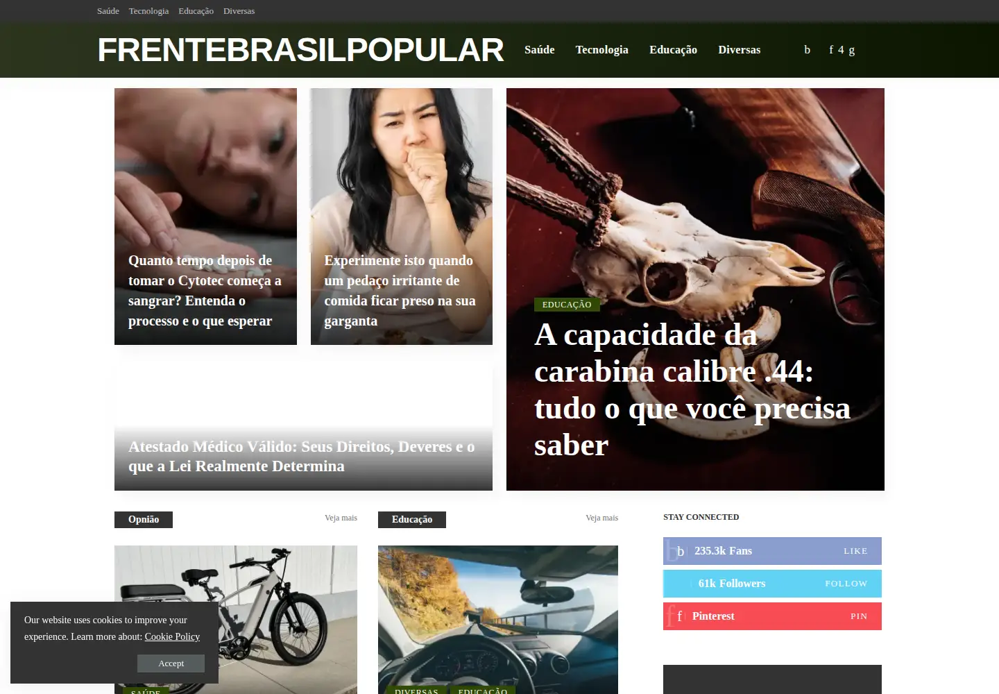 Captured homepage of frentebrasilpopular.org.br in the current scan