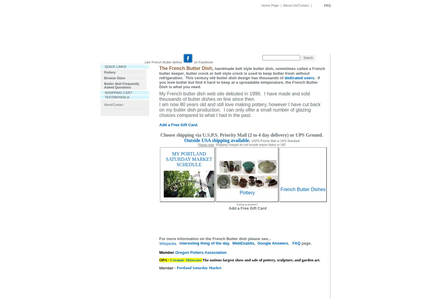 Captured homepage of frenchbutterdish.com in the current scan