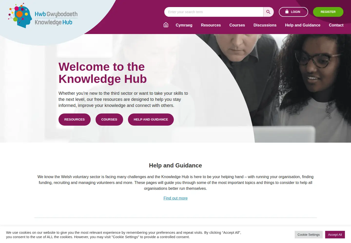 Captured homepage of knowledgehub.cymru in the current scan