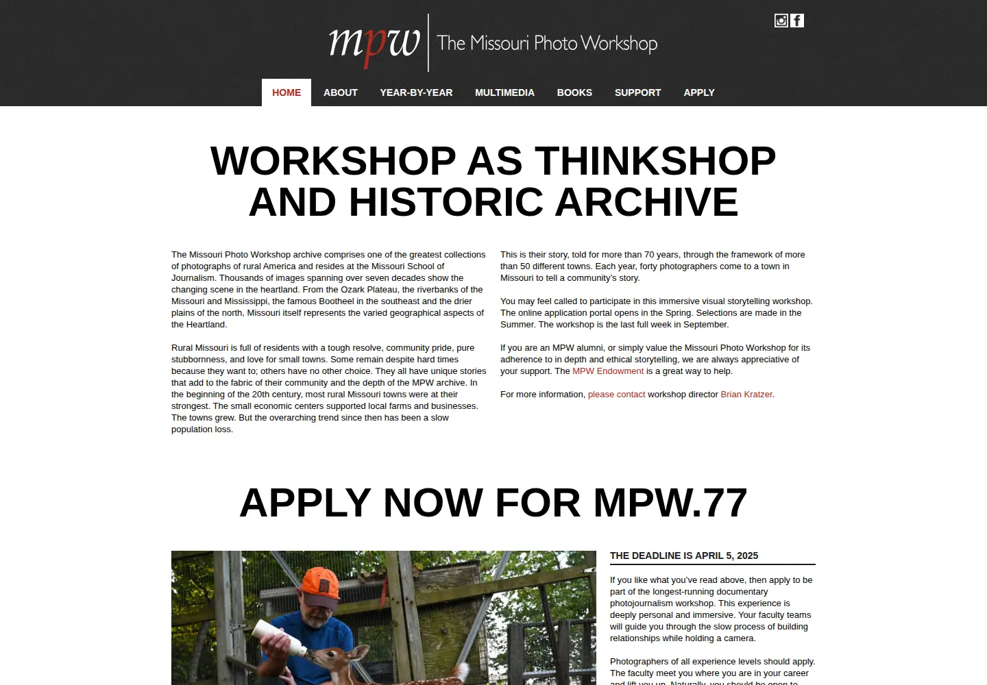 Captured homepage of mophotoworkshop.org in the current scan