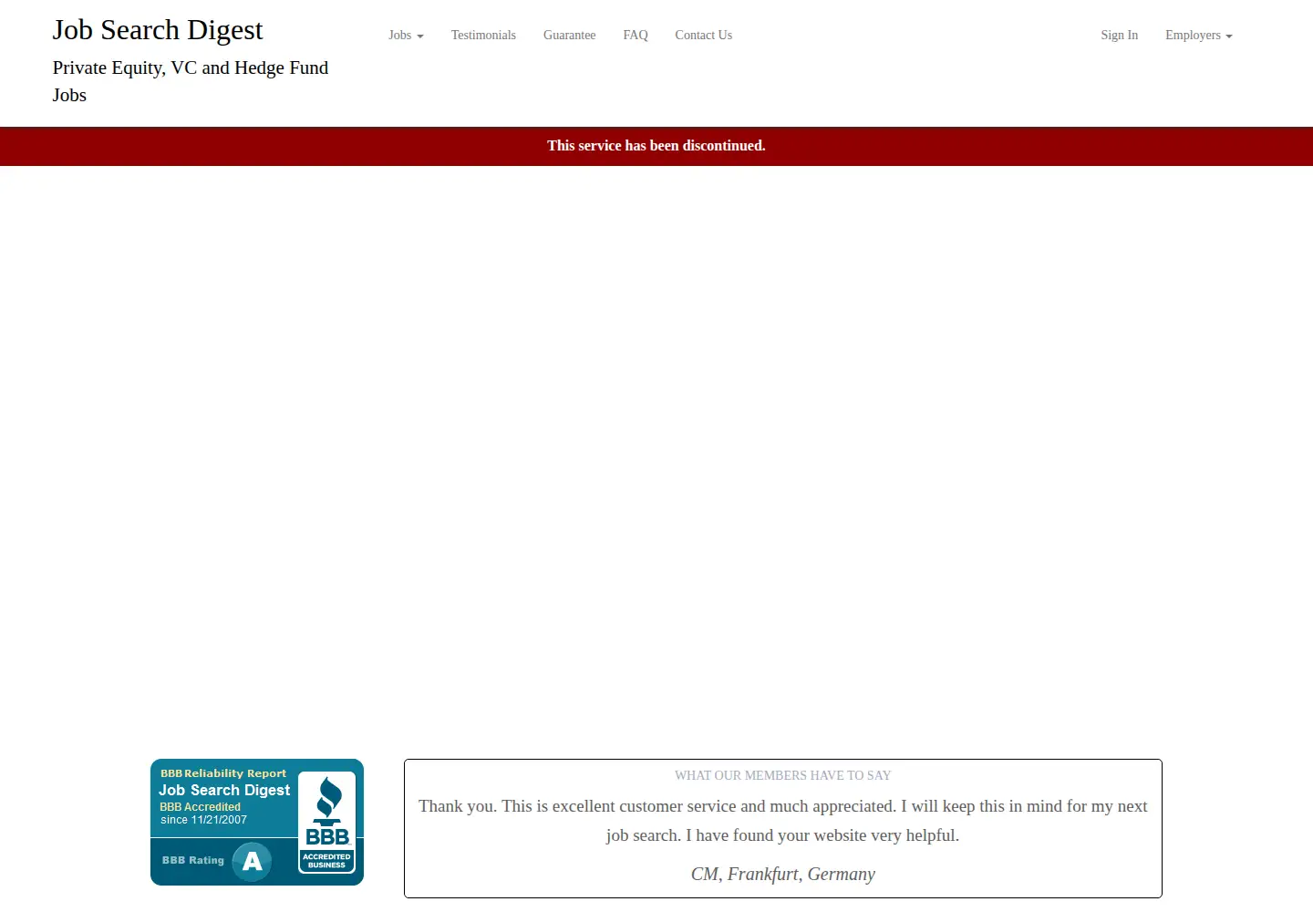 Screenshot of jobsearchdigest.com