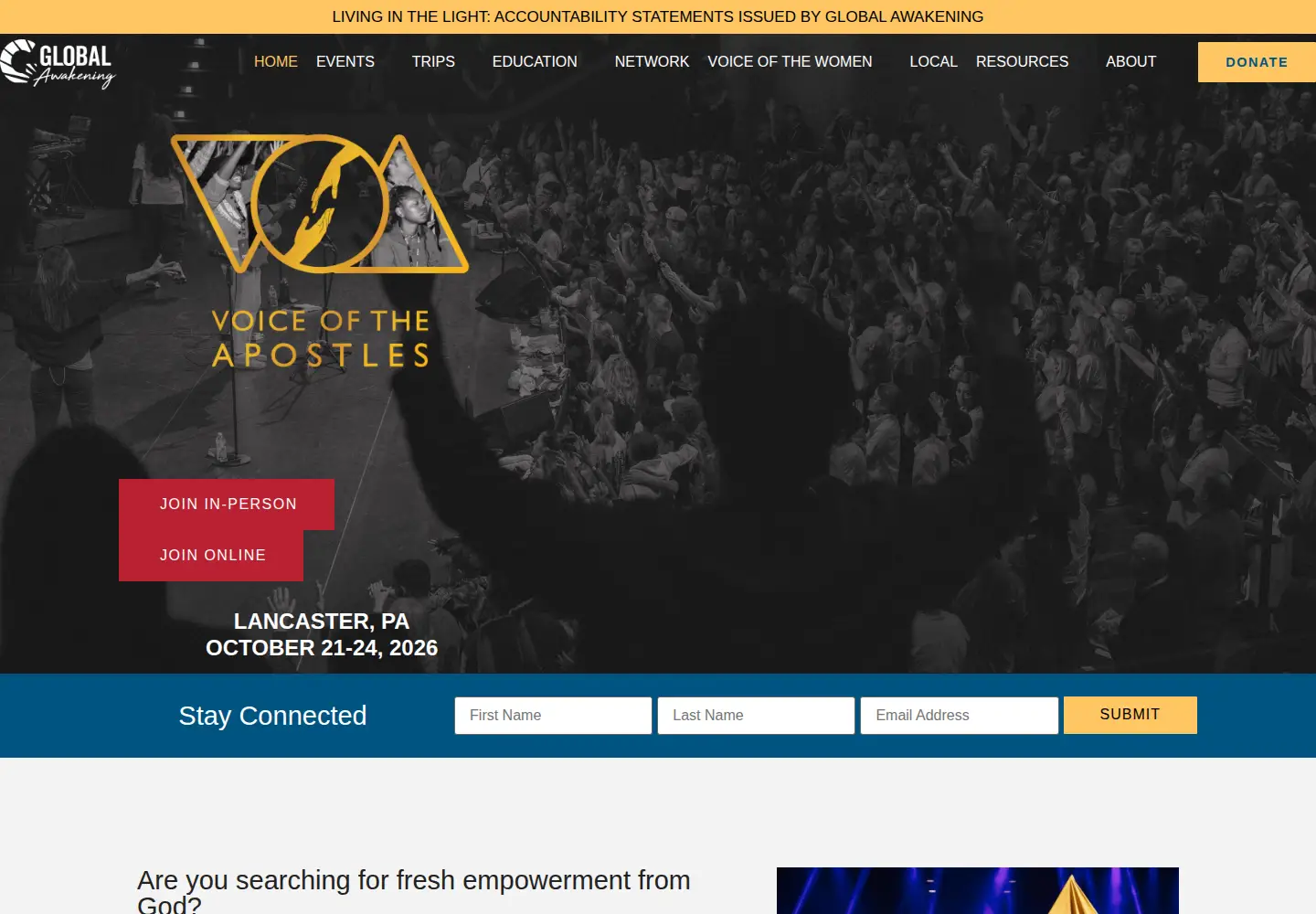 Screenshot of globalawakening.com