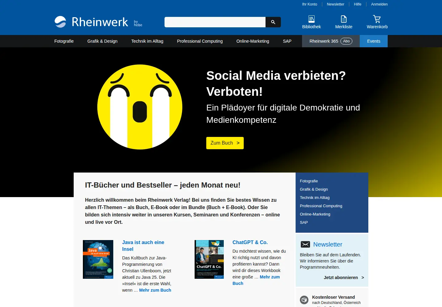 Screenshot of rheinwerk-verlag.de