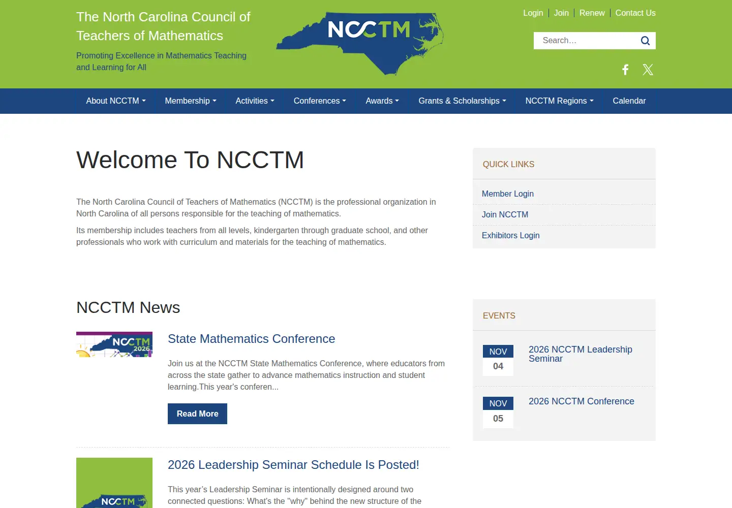 Captured homepage of ncctm.org in the current scan