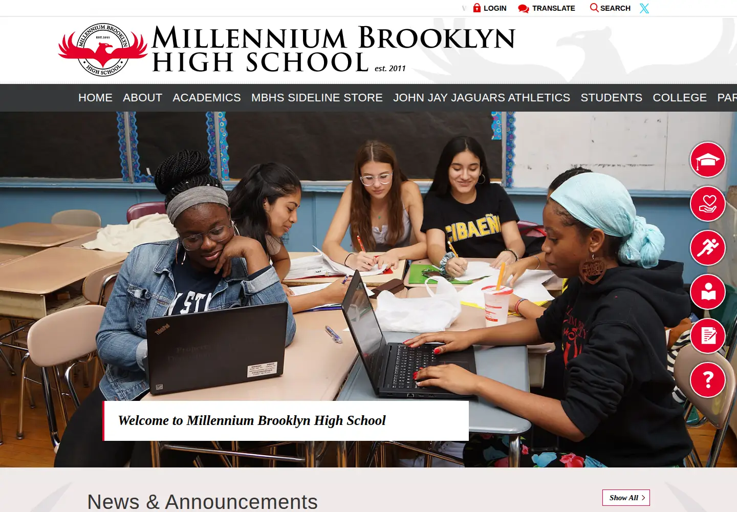 Screenshot of millenniumbrooklynhs.org