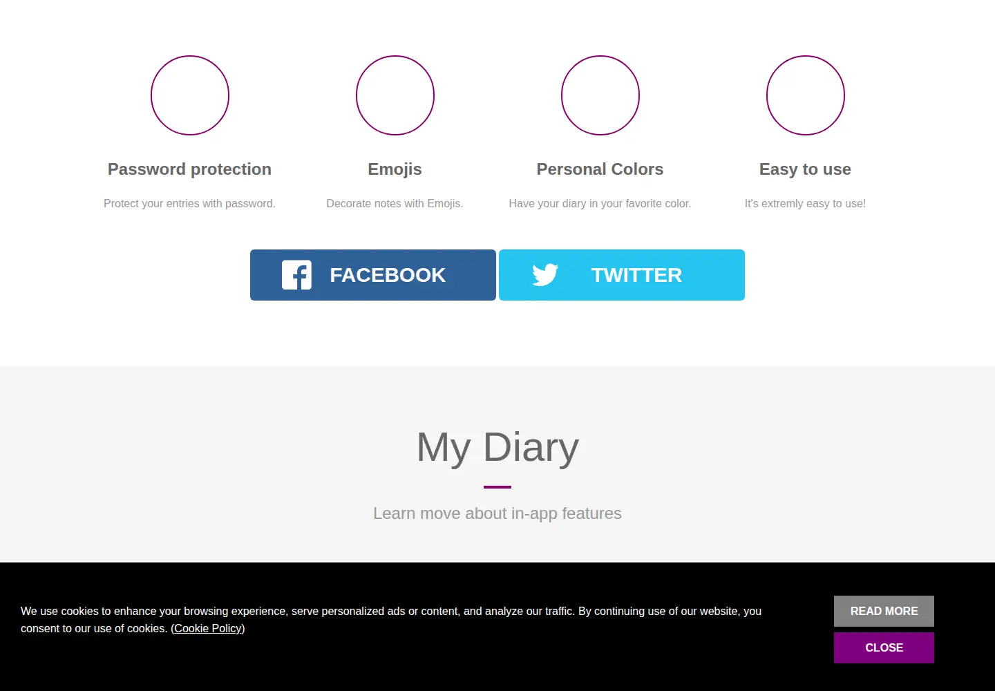 Screenshot of writediary.com
