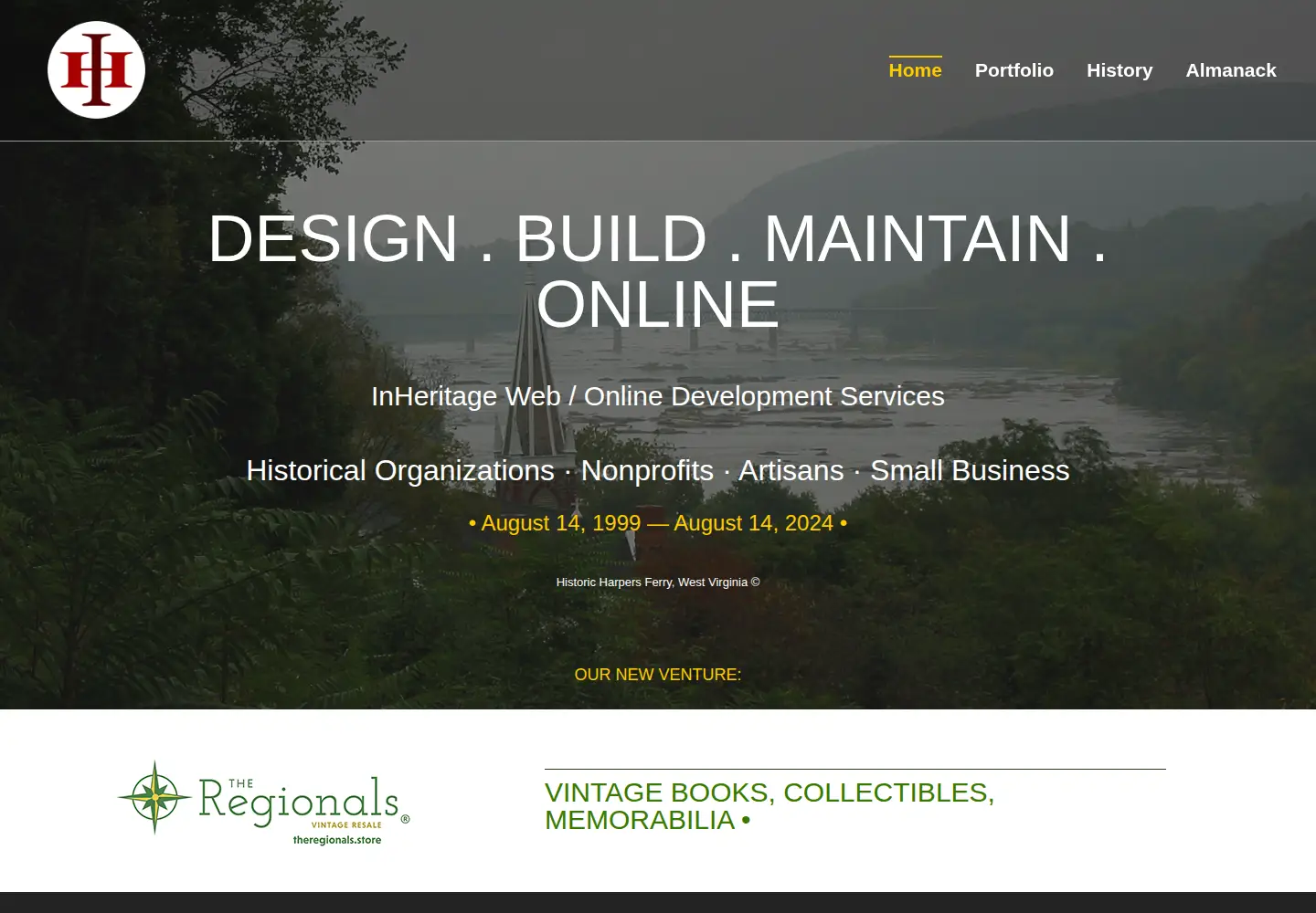 Captured homepage of inheritage.org in the current scan
