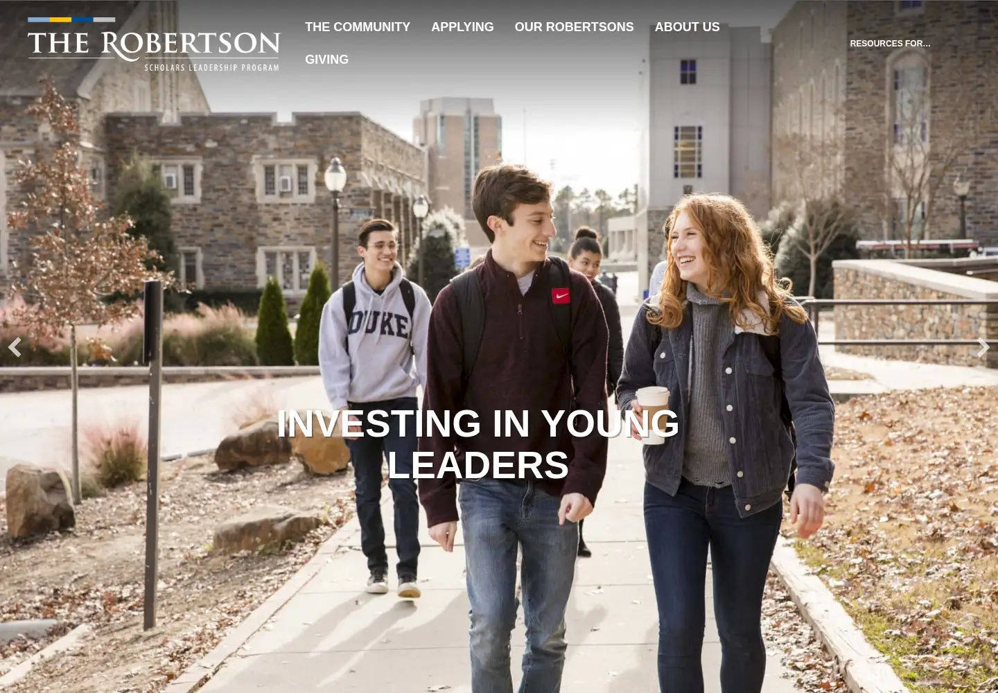Captured homepage of robertsonscholars.org in the current scan