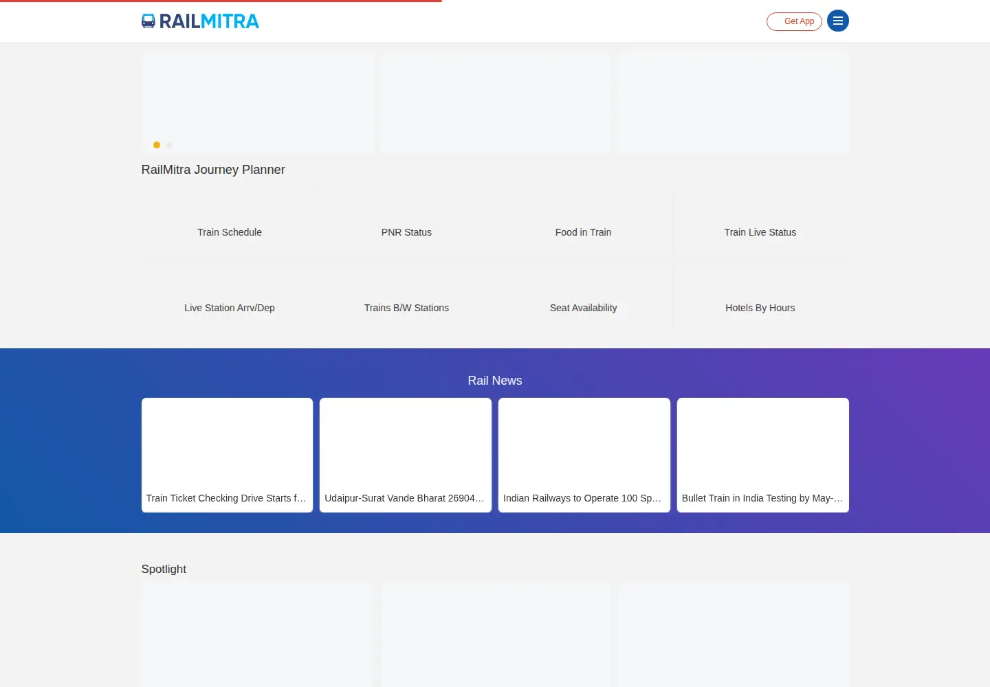 Screenshot of railmitra.com