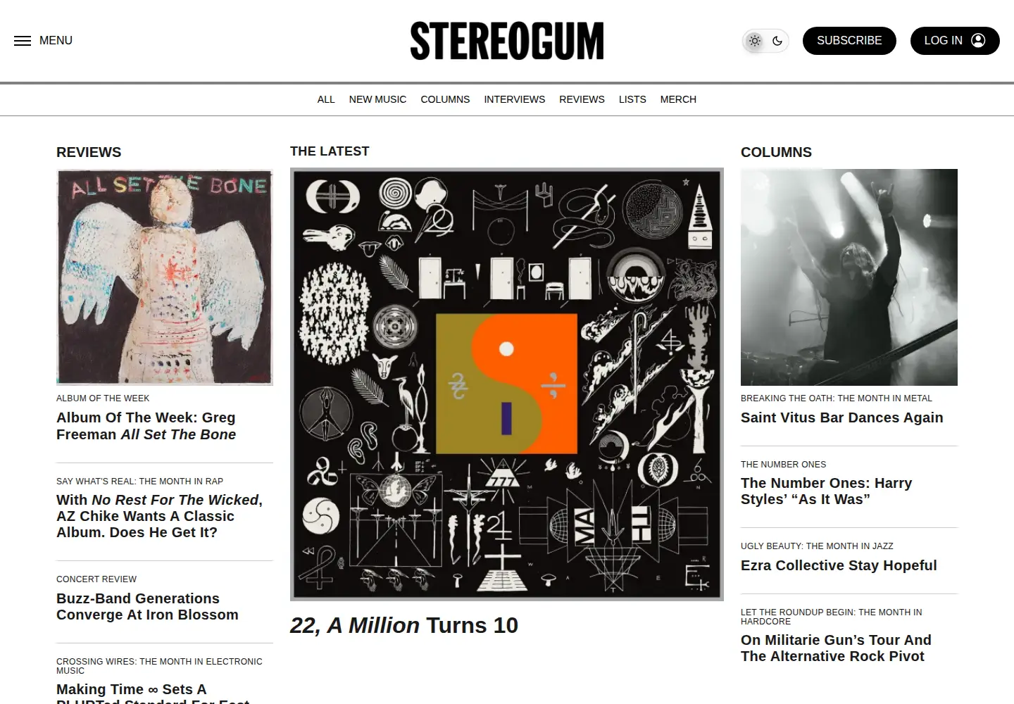 Screenshot of stereogum.com