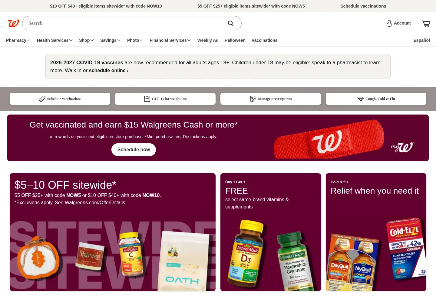 Screenshot of walgreens.com