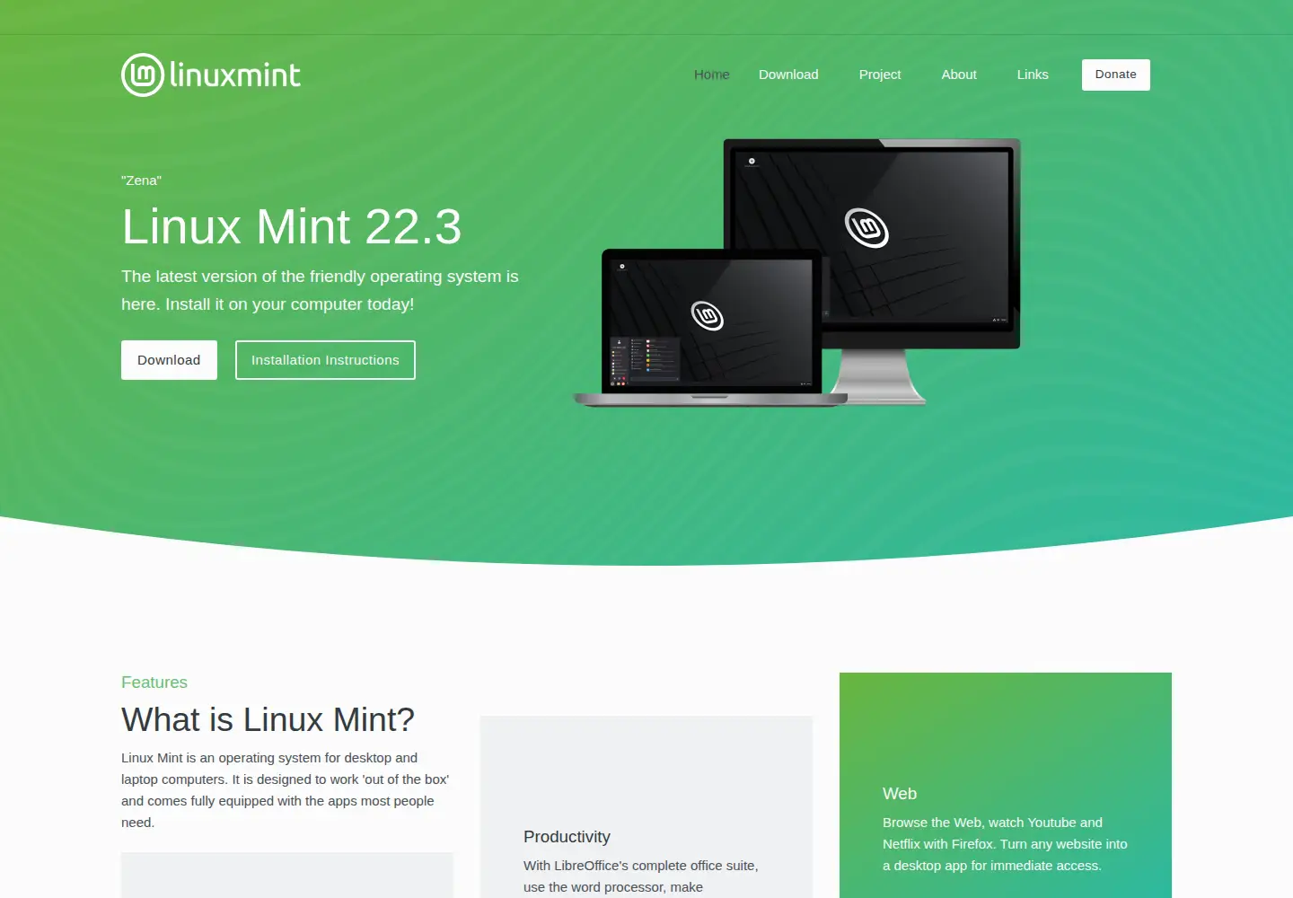 Screenshot of linuxmint.com