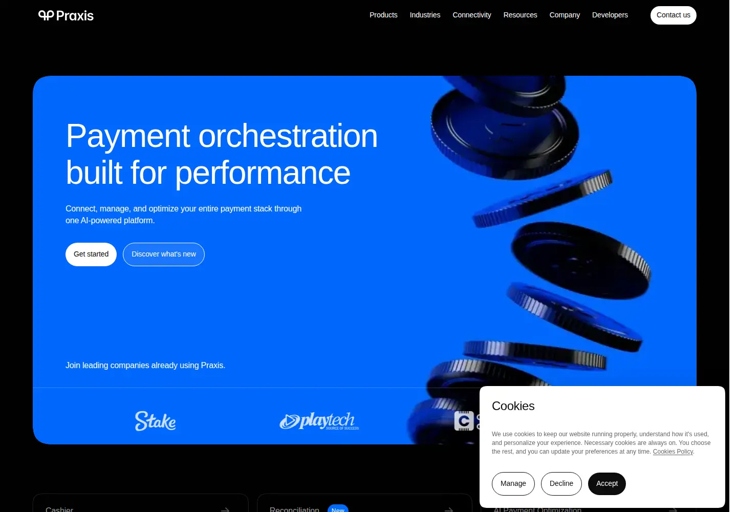 Captured homepage of praxis.tech in the current scan