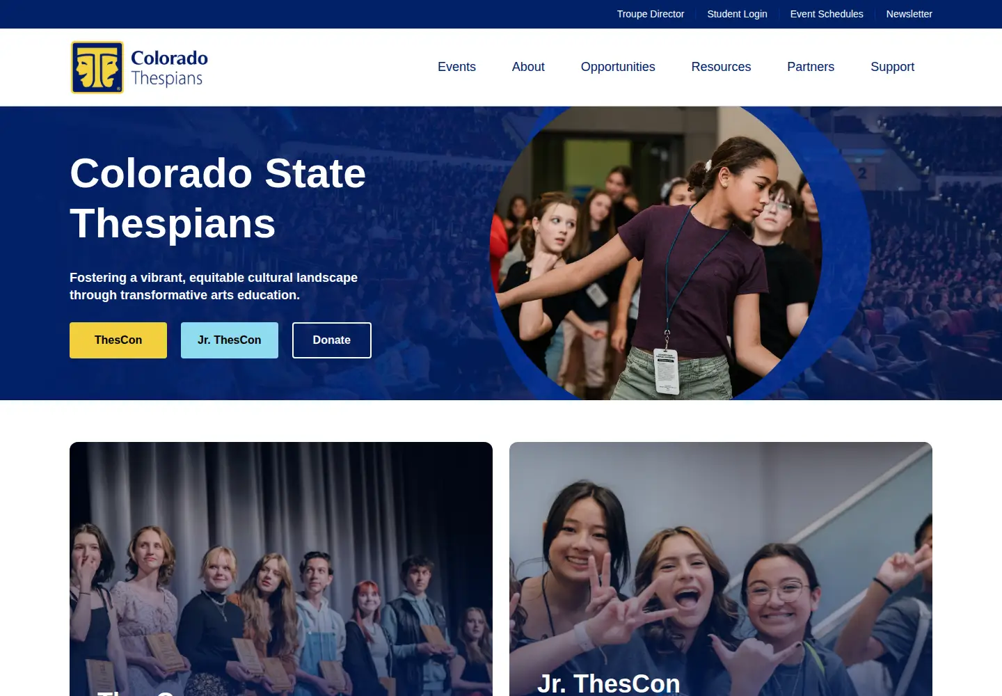Captured homepage of cothespians.com in the current scan