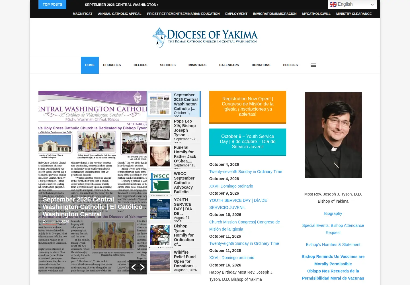 Screenshot of yakimadiocese.org
