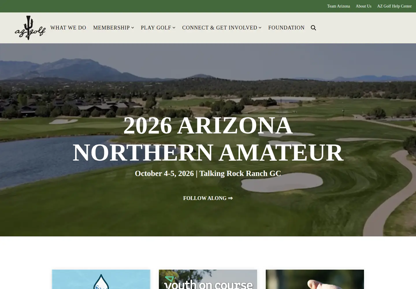 Captured homepage of azgolf.org in the current scan