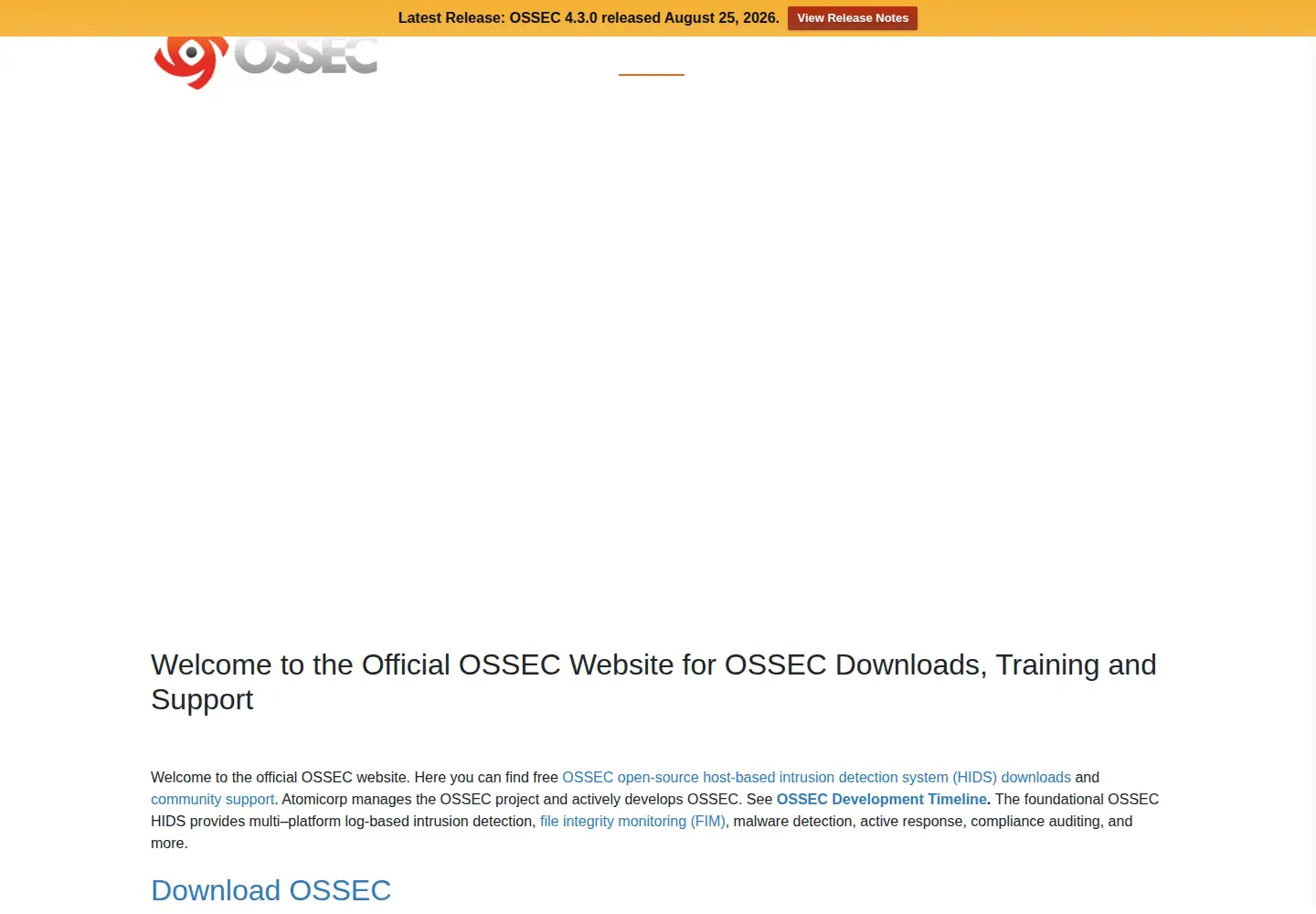 Screenshot of ossec.net