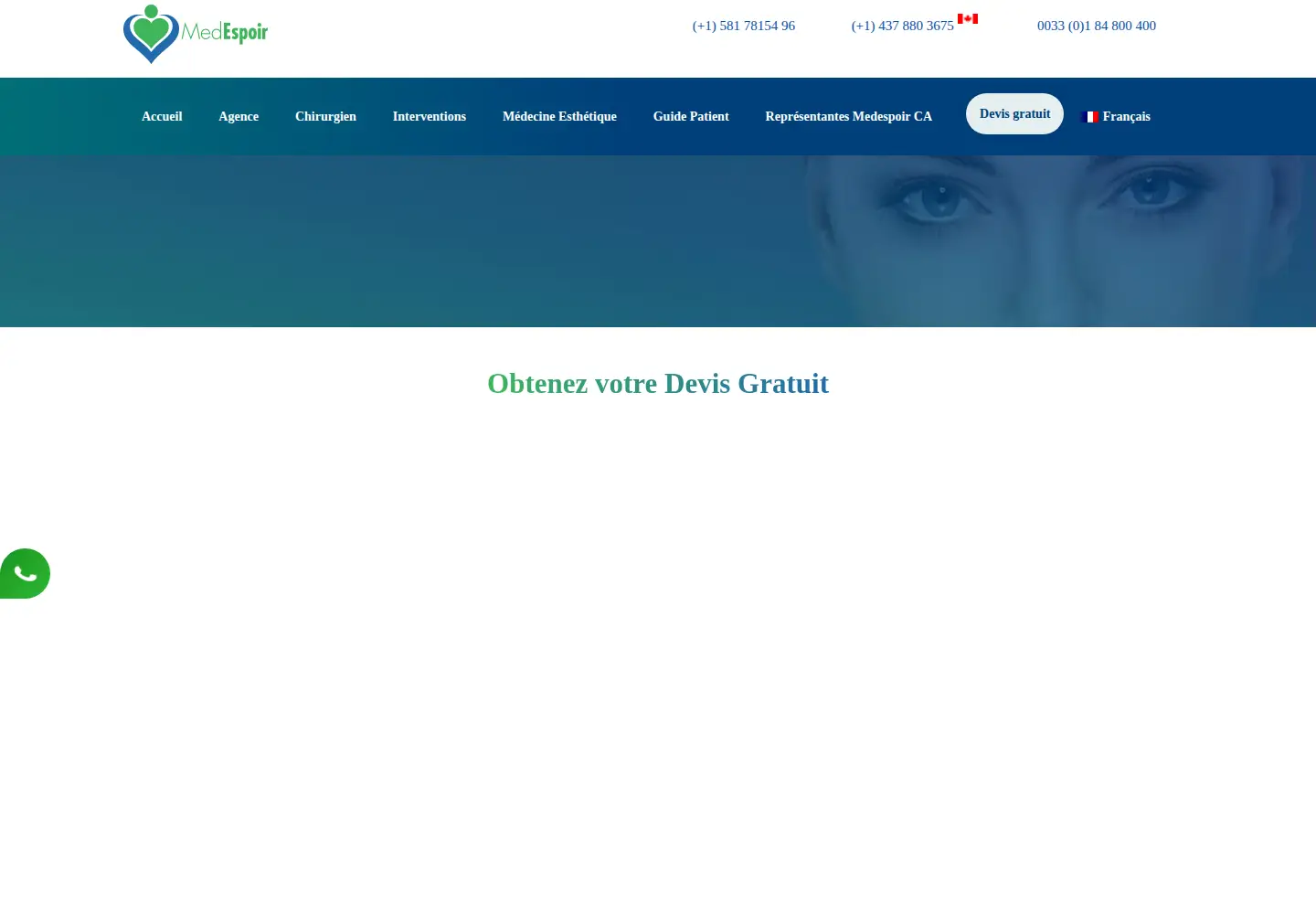 Captured homepage of medespoir.ca in the current scan
