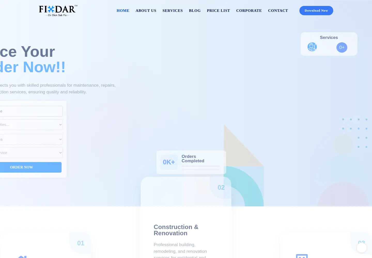 Captured homepage of fixdar.com in the current scan