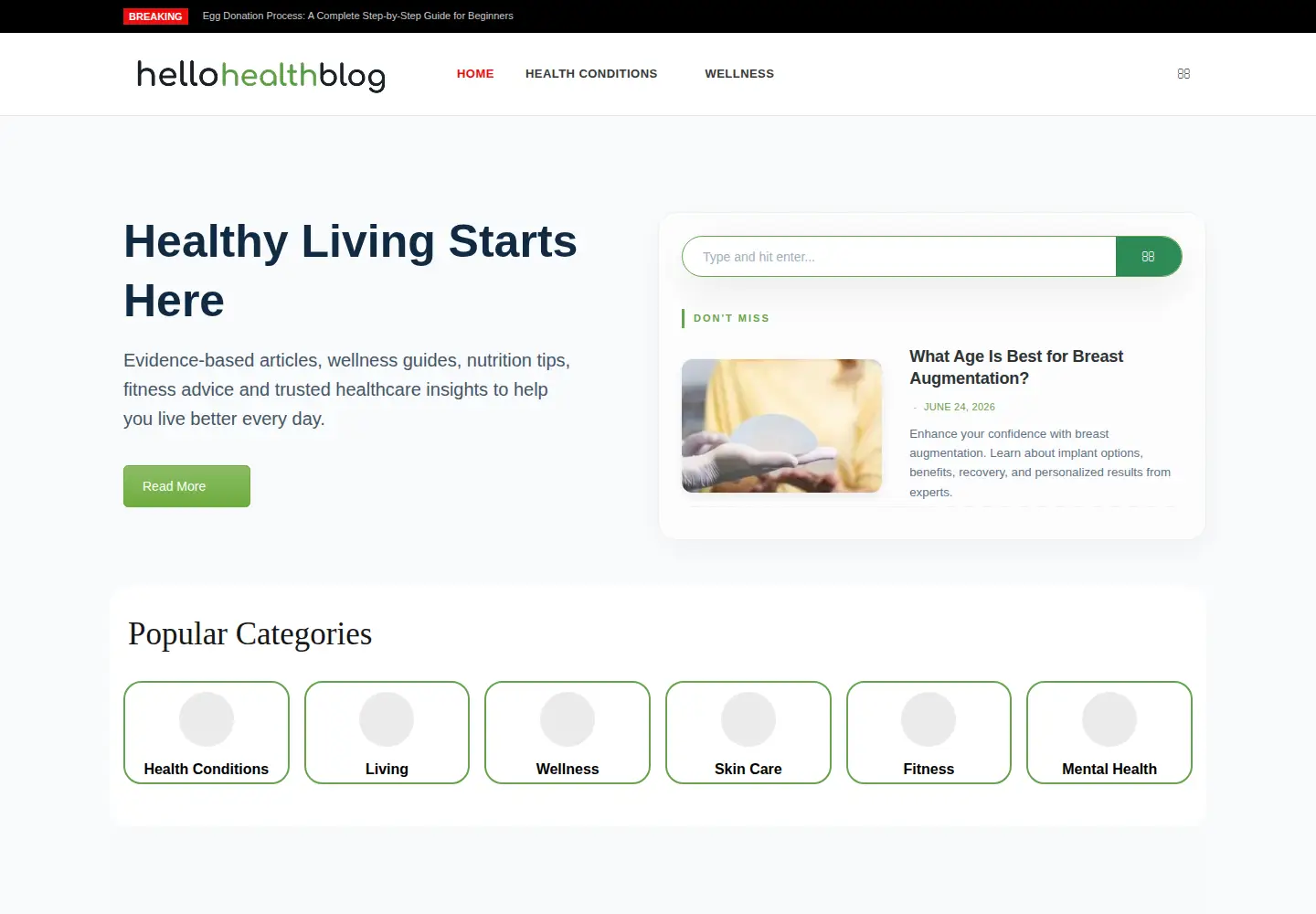Captured homepage of hellohealthblog.com in the current scan