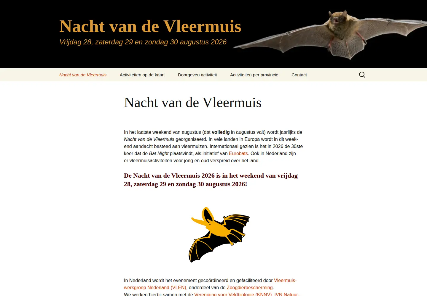 Screenshot of nachtvandevleermuis.nl
