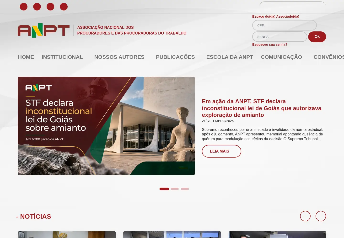Screenshot of anpt.org.br