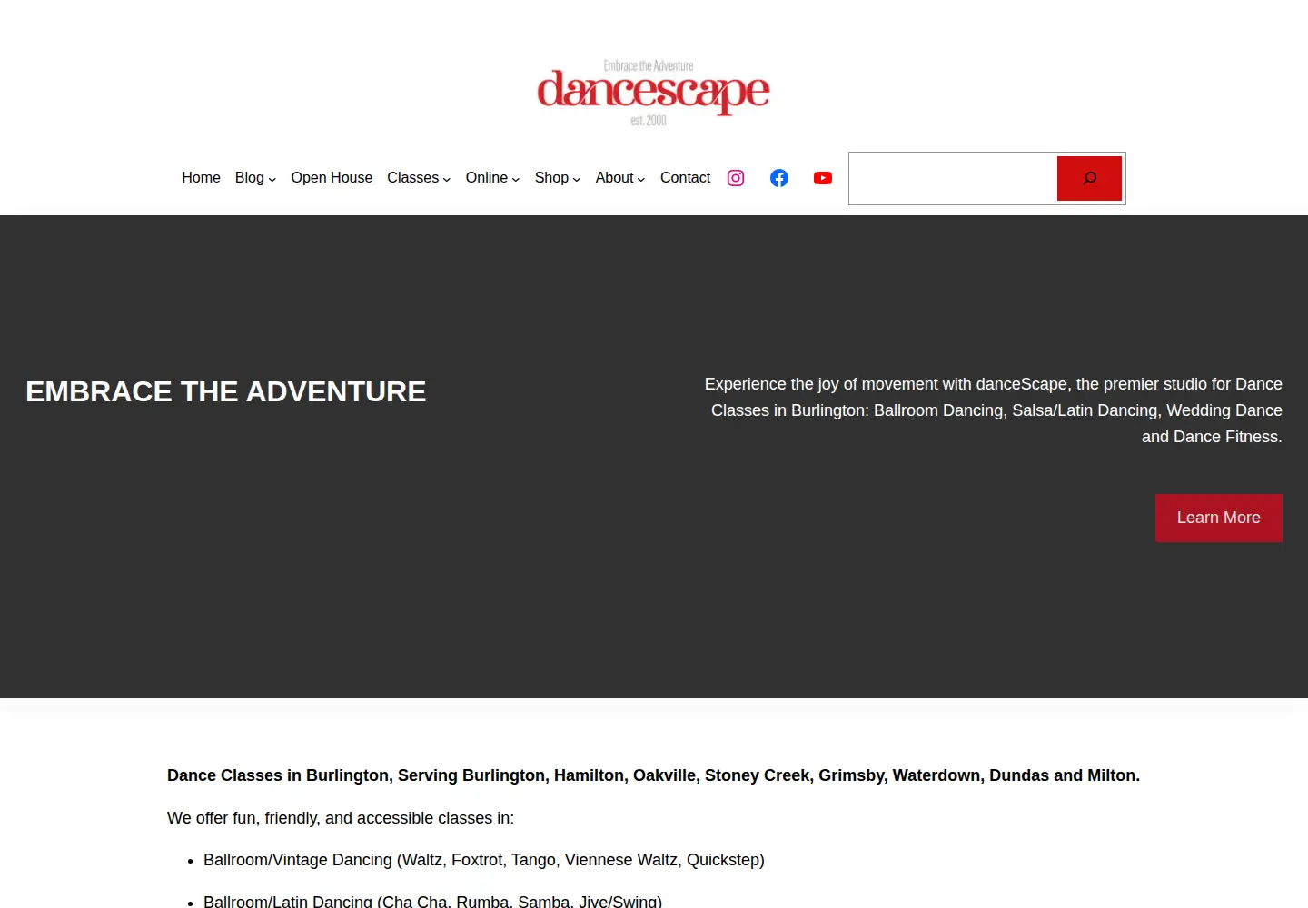 Screenshot of dancescape.com