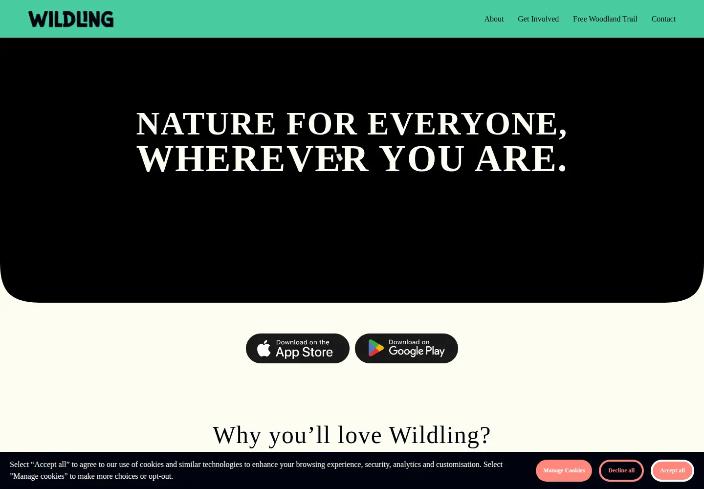 Captured homepage of wildling.app in the current scan