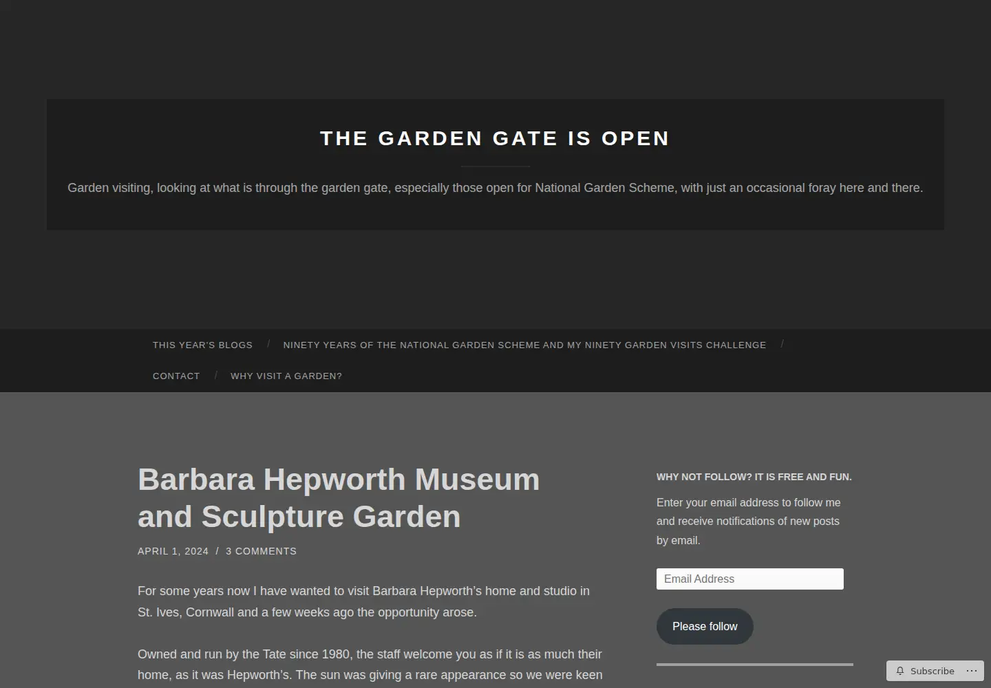Screenshot of thegardengateisopen.blog