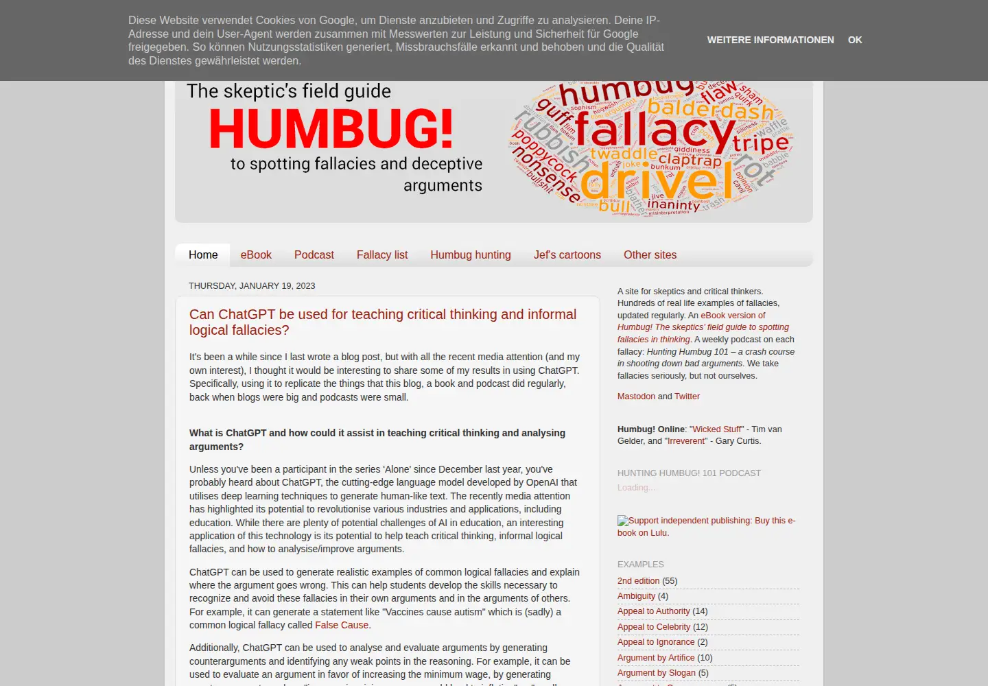 Screenshot of skepticsfieldguide.net