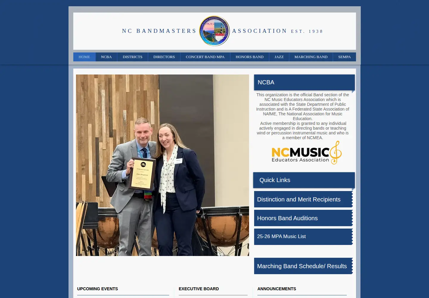 Screenshot of ncbandmasters.org